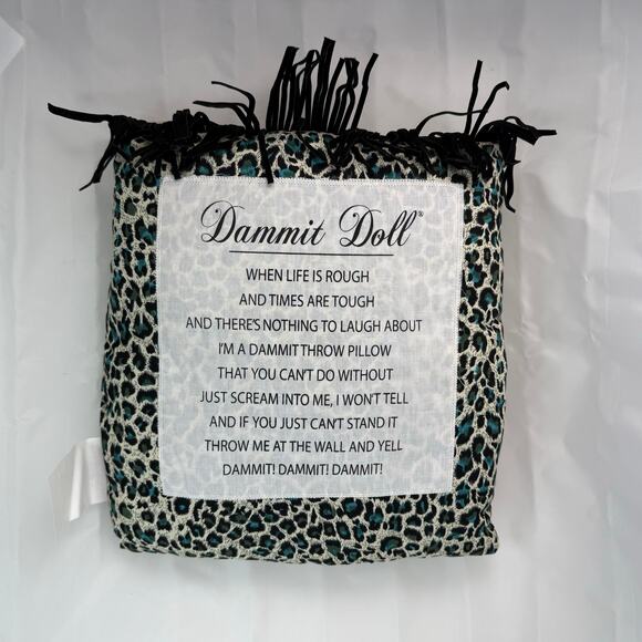 Dammit Doll Pillow Blue Leopard Print with NWT 2015 - Picture 2 of 5